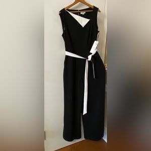 Calvin Klein flare black with white details jump suit